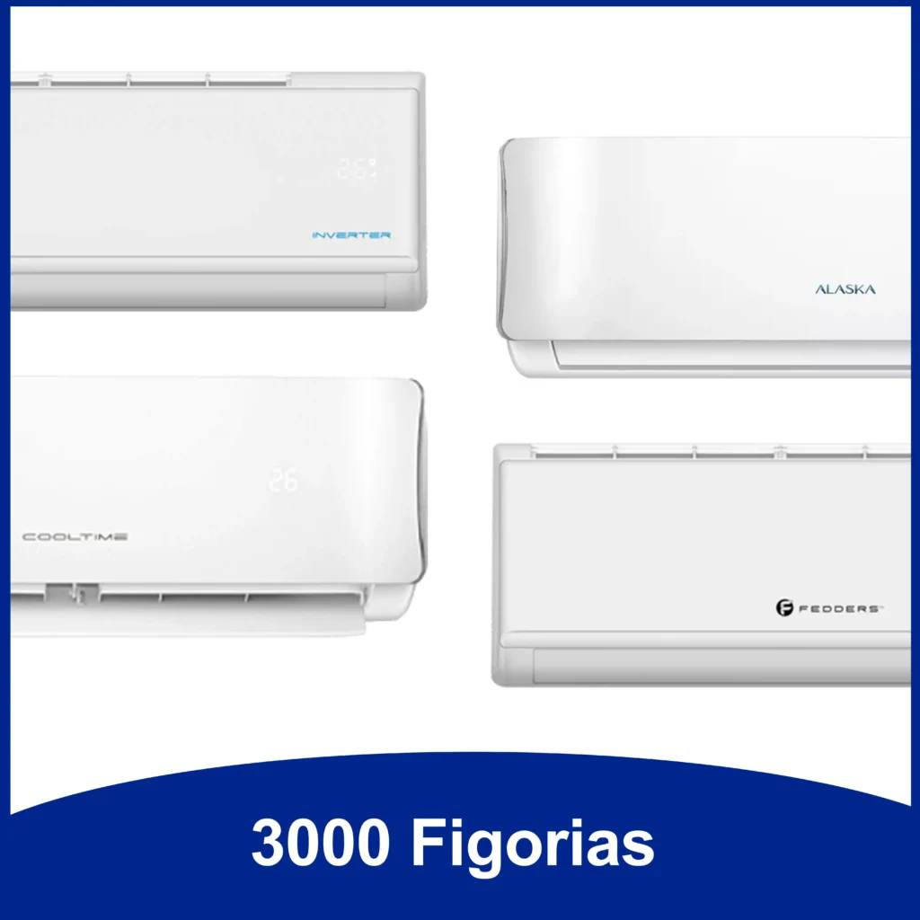 Aire acondicionado de 3000 frigorías eficiente para salas medianas y grandes.